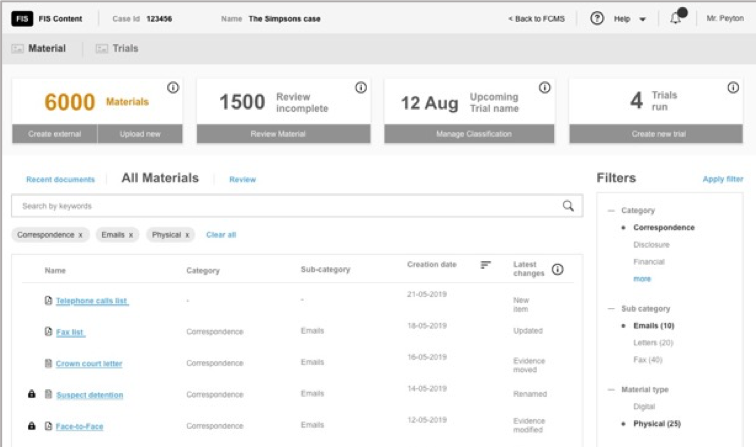 Investigator case management dashboard